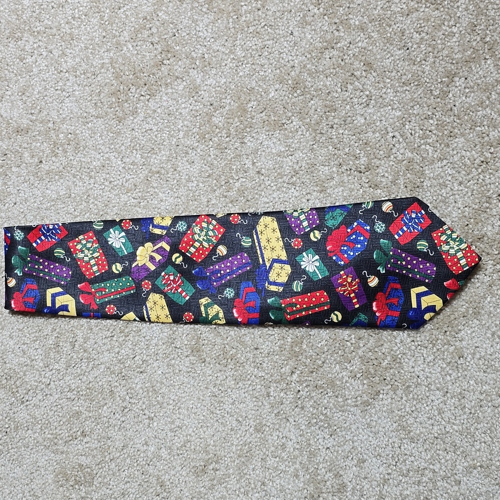 Mens Colorful Festive Christmas Gift Ornament Patterned Tie